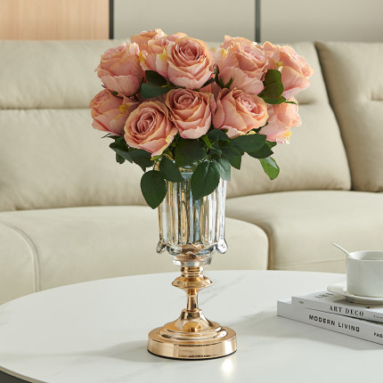 轻奢风加厚玻璃花瓶北欧创意客厅餐桌电视柜干花仿真花装饰插花器