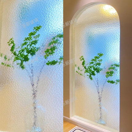 超白水纹网红油画艺术玻璃隔断屏风入户玄关银波纹钢化淋浴卫生间