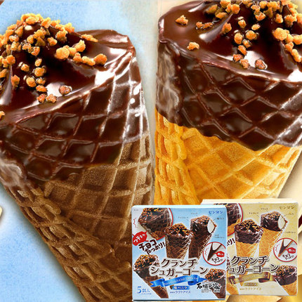 日本进口林一二香草巧克力甜筒冰激凌家庭装 蛋筒冰激淋冰淇淋