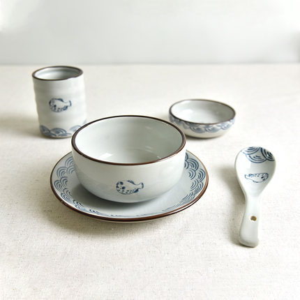 日式饭碗4寸碗小号精致高端一人食餐具碗碟套装家用陶瓷杯6寸盘子