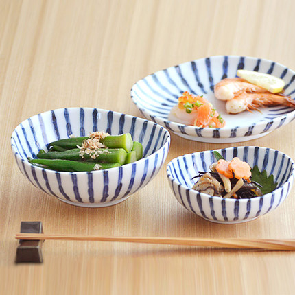 爱悦居 日本进口浓十草碗盘碟日式不规则菜盘子和风深盘陶瓷餐具