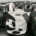 出口日本订单波兰经典黑白配大熊猫购物包拎包便当包