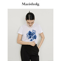【艺术匠坊】玛丝菲尔秋季白色定位提花针织纯棉T恤
