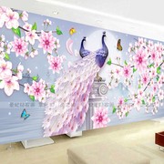 2021新款客厅现代3d钻石画点钻全满钻十字绣时尚浪漫桃花水晶孔雀