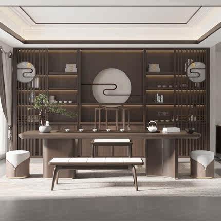 新中式茶桌椅 茶室泡茶桌 现代轻奢 家用实木禅意茶馆办公室茶台