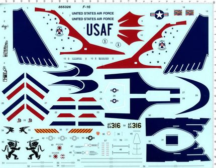 天地模型 1:48 美军 F-16 雷鸟表演战斗机模型涂装标志水贴纸