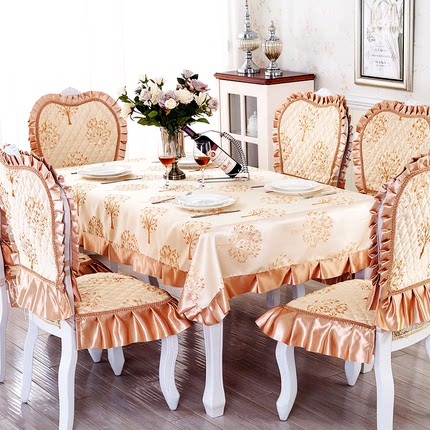 一朵 田园蕾丝 餐桌布茶几布椅垫 桌布布艺 桌椅套 圆桌 台布套装