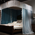网红双层U型导轨蚊帐遮光布床帘家用卧室落地1.5m1.8米床支架床幔