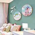 儿童房装饰画女孩卧室房间挂画粉色E温馨公主房卡通少女城堡圆形