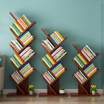 简易书架落地家用简约学生小书柜经济型绘本置物架省空间树形书架