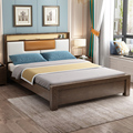 全实木床1.8米北欧双人床现代简约1.G5小户型卧室多功能储物橡木