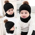 极速New Baby Hat Scarf Suit Autumn Winter Knitteed Kids Hat