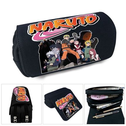 Anime Naruto Pencil Case Canvas Zip Pen Bag Large Capacity