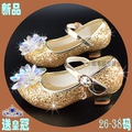 女童高跟皮鞋学生单鞋灰姑娘水晶鞋2023春秋季韩版新款银色公主鞋