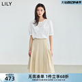LILY2024夏新款女装设计感蕾丝拼接气质优雅通勤款T恤雪纺衫上衣