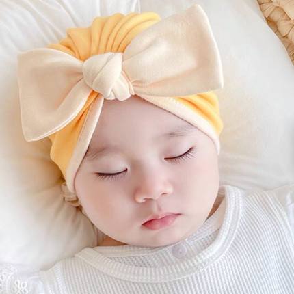新生婴儿印度帽子秋冬保暖蝴蝶结护囟门春款0-3-6月宝宝胎帽男女