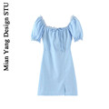 澳洲小众设计20夏复古方领少女裙蕾丝蝴蝶结很仙显瘦小个子连衣裙
