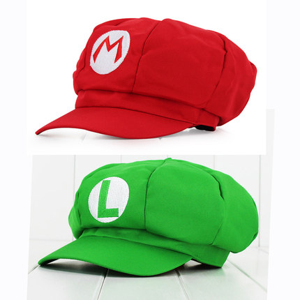 超级玛丽Cos帽子马里奥兄弟路易基八角帽漫展动漫周边绿帽子包邮