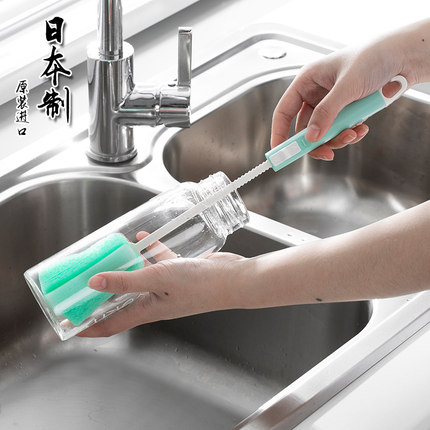 日本进口伸缩杯刷瓶刷长柄清洁刷子海绵洗杯刷奶瓶刷保温杯刷水壶
