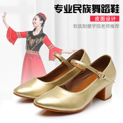 2024舞鞋跳舞维吾族金跟鞋新疆舞蹈跟鞋民族儿童跳舞摩登高跟藏族
