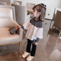 女宝宝条纹喇叭裤套装两件套0-8岁女童韩版时髦儿童洋气秋装童装