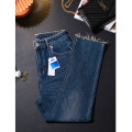 深蓝色小直筒裤女九分秋季烟管新款小个子高腰显瘦八分牛仔裤