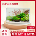 超白玻璃鱼缸客厅小型长方形乌龟缸造景生态缸水陆缸懒人养鱼裸缸