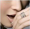 日韩 时尚流行潮人二合一镶钻精品水晶戒指环女饰品镀金