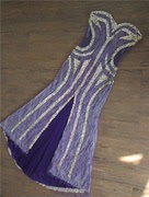 1209a紫色蕾丝抹胸开叉手工钉珠长款外贸晚礼服裙气质宴会年会
