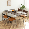 北欧实木餐桌表情现代简约家用小户型铁艺轻奢工业风格复古餐桌椅