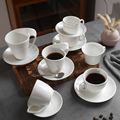 纯白色陶瓷咖啡杯套装简约家用小杯碟勺套具欧式商用酒店高档杯子