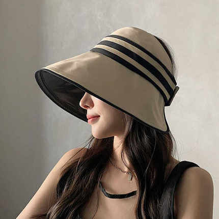 日本黑胶防晒帽防紫外线空顶帽女夏季新款遮阳大帽檐遮脸渔夫帽子