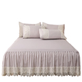 纯色公主床罩床裙式单件蕾丝边席梦思保护套1.5m1.8米2.0床套夏季