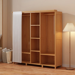 衣柜卧室家用简易组装出租房经济型布艺实木柜子结实耐用竹挂衣橱