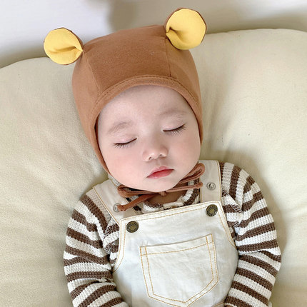 宝宝春秋帽子男女婴幼儿ins护耳套头帽0-3-6个月婴儿冬季保暖胎帽