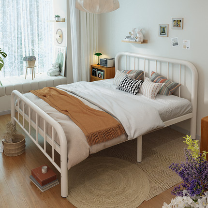 铁艺床双人床现代简约1.5米加厚加固铁架单人床1.8出租屋儿童铁床