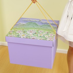 紫色超大号生日礼物盒空盒送女朋友油画风大箱子特大礼品包装盒子