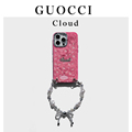 GUOCCI Cloud「粉嘟嘟」少女粉色毛绒蝴蝶结适用11苹果15ProMax手机壳iPhone15新款手提链14Promax防摔保护套