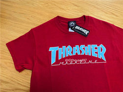 【羔羊House】Thrasher Outlined 美版 红蓝冰激凌配色火焰短袖