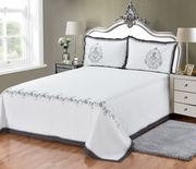 外贸全棉纯棉绣花刺绣白色欧式简约1.5m1.8m床上用品床单三件套
