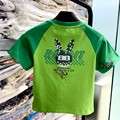 地球店 绿色卡通兔子修身短袖上衣女夏字母印花拼色插肩袖t恤