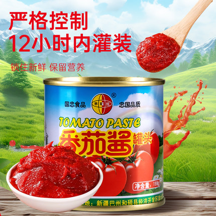 新疆半球红无添加糖0脂番茄西红柿酱850g*12罐番茄膏整箱商用家用