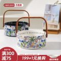 川岛屋鸢尾花果盘客厅家用茶几零食干果收纳高颜值陶瓷手提水果篮
