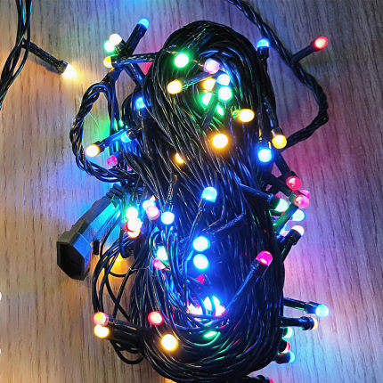 墨绿线LED变色彩灯闪灯串灯10米100头小夜灯圣诞树挂灯装饰灯防水
