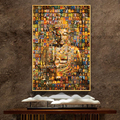 释迦牟尼佛像挂画新中式入户玄关装饰画西藏唐卡竖版客厅过道壁画