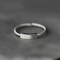 小张的故事复古设计S925纯银一字开口戒指女生指环时尚麻花食指戒