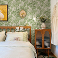 手绘美式复古热带植物壁纸客厅沙发卧室背景墙墙纸无纺布定制壁画