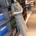 玉想【再相逢5】原创中式女装改良棉布格子日常少女短袖夏季旗袍