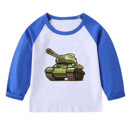 男童长袖T恤儿童坦克童装装甲车中小童纯棉上衣服宝宝打底衫女孩
