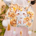 可爱葵花猫10万针优质人丝线刺绣汉服包包Lolita手机包女斜挎包包